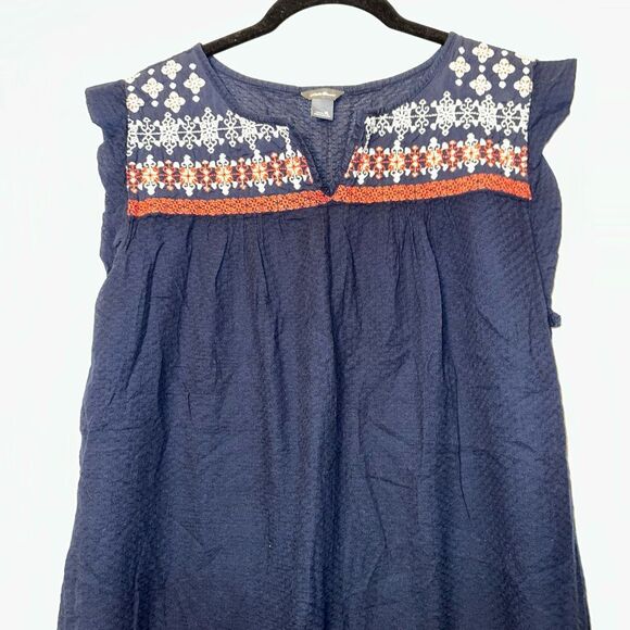 Eddie Bauer Women’s Navy Blue Embroidered Pattern Shirt XL EUC - Picture 3 of 9